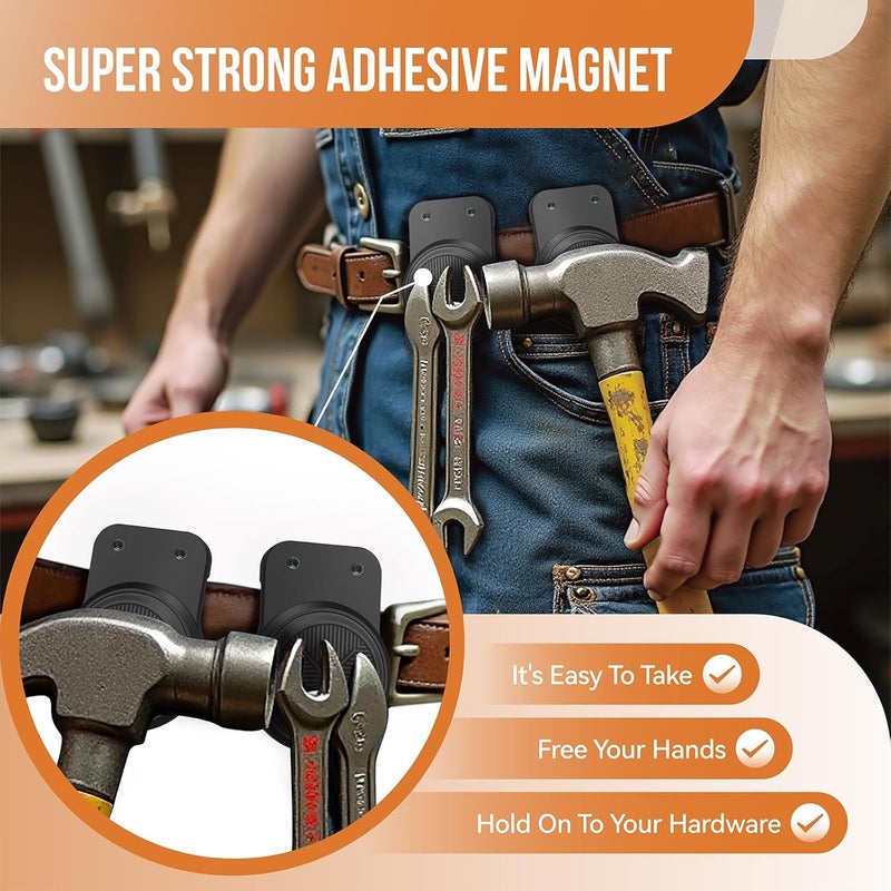TOLHOLDER Magnetic Tool Holder | Strong Magnet Clip-On Belt Holster for Wrench, Pliers, Screw Driver, Hammer, Screws, Nails, Sockets, Trowel, Drill Bit, or Any Magnetic Tool and Hardware Holder - Image 4